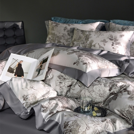 91家纺网 家纺一手货源 找家纺 （总）八十八家纺 2024新款双股活性贡缎长绒棉数码印花单品及套件--四件套