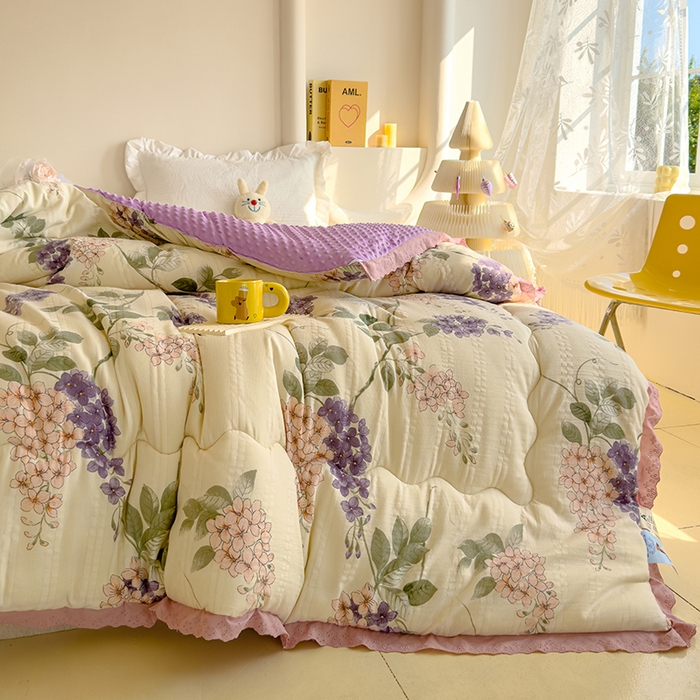 91家纺网 家纺一手货源 找家纺 芯恋 2025款提花韩版花边豆豆冬被被子春秋被芯大豆被豆豆被花枝乱颤1