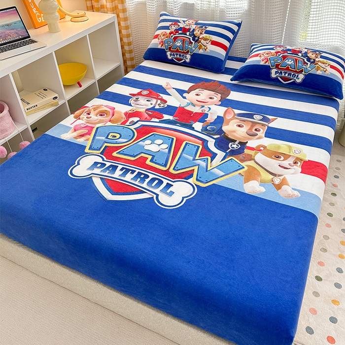 91家纺网 家纺一手货源 找家纺 ds生活馆 2026新款大版数码印花牛奶绒单床笠 特工队