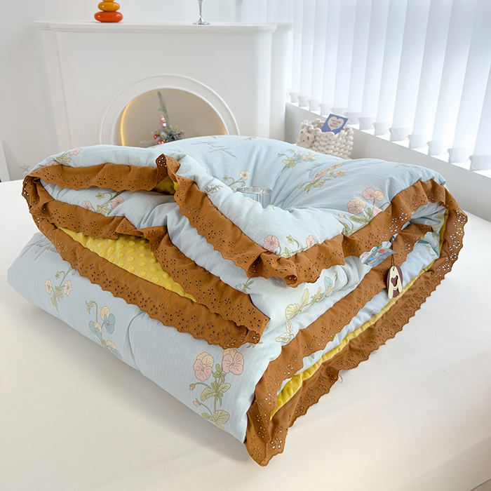 91家纺网 家纺一手货源 找家纺 芯恋 2025款提花韩版花边豆豆冬被被子春秋被芯大豆被豆豆被花语