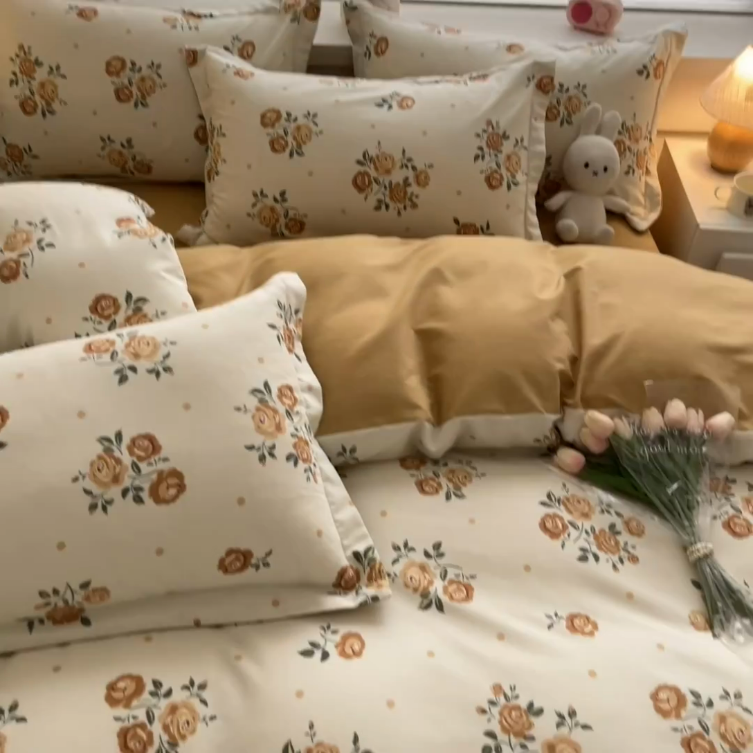 91家纺网 家纺一手货源 找家纺 慕尚家纺 2025新款原棉磨毛四件套单被套系列-单被套 爱语玫瑰