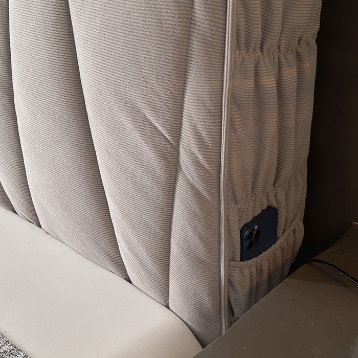 91家纺网 家纺一手货源 找家纺 情恒家纺 2025新款抽条牛奶绒斜线款床头罩大靠背靠垫 时尚灰