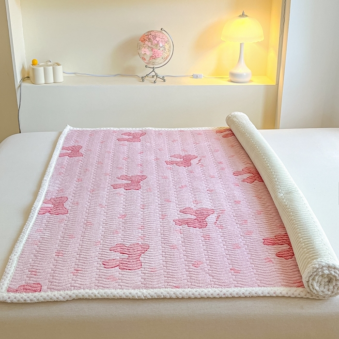 91家纺网 家纺一手货源 找家纺 川悦生活 2024新款A类印花雪花绒床垫加厚绒保暖床护垫 床垫暖暖蝴蝶结