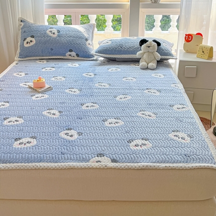 91家纺网 家纺一手货源 找家纺 川悦生活 2024新款A类印花雪花绒床垫加厚绒保暖床护垫 床垫塔丽小熊猫