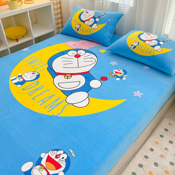 91家纺网 家纺一手货源 找家纺 ds生活馆 2026新款大版数码印花牛奶绒单床笠 晚安叮当