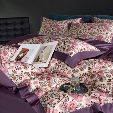 91家纺网 家纺一手货源 找家纺 （总）八十八家纺 2024新款双股活性贡缎长绒棉数码印花单品及套件--四件套