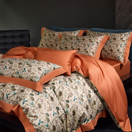 91家纺网 家纺一手货源 找家纺 （总）八十八家纺 2024新款双股活性贡缎长绒棉数码印花单品及套件--被套