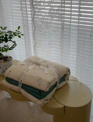 91家纺网 家纺一手货源 找家纺 麦伦家居 2024秋冬新款A类全棉有氧双层纱四件套 大鹅