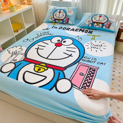 ds生活馆 2026新款大版数码印花牛奶绒单床笠 叮当猫