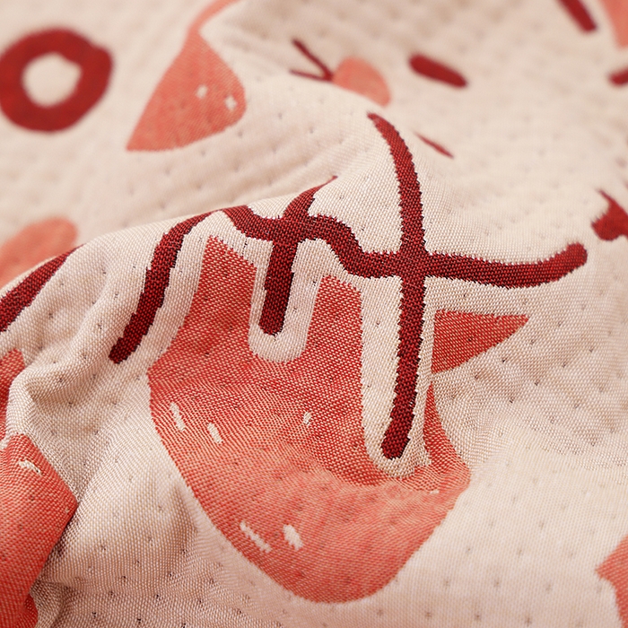 91家纺网 家纺一手货源 找家纺 朴尔家纺-毛巾被 2024年新款卡通定位纯棉四层纱布枕巾 心跳小兔-红