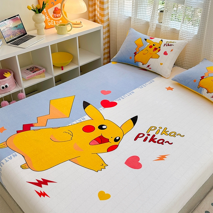 91家纺网 家纺一手货源 找家纺 ds生活馆 2026新款大版数码印花牛奶绒单床笠 开心皮卡