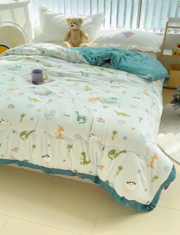 91家纺网 家纺一手货源 找家纺 芯恋 2025款提花韩版花边豆豆冬被被子春秋被芯大豆被豆豆被恐龙世界