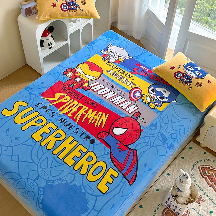 91家纺网 家纺一手货源 找家纺 ds生活馆 2026新款大版数码印花牛奶绒单床笠 英雄归来