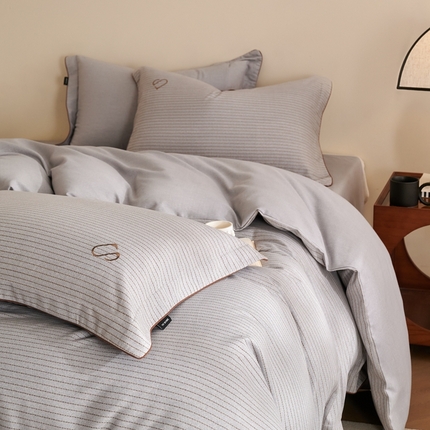 榻尚家居 2024新款加厚全棉磨毛永恒格调系列四件套 永恒格调灰