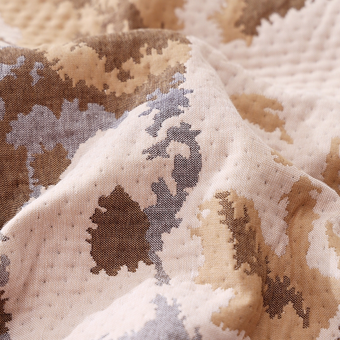 91家纺网 家纺一手货源 找家纺 朴尔家纺-毛巾被 2024年新款卡通定位纯棉四层纱布枕巾 心相印-咖