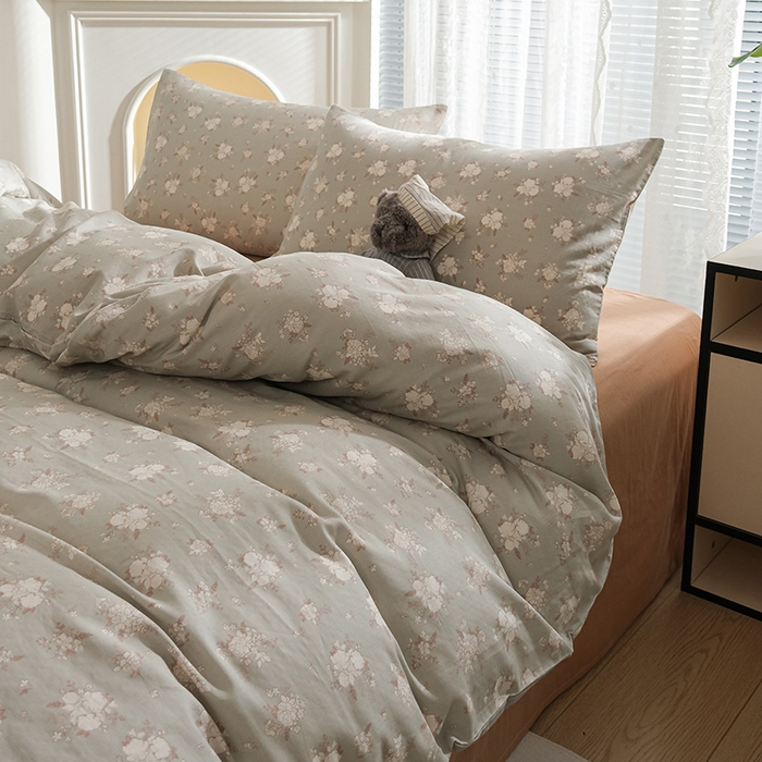 91家纺网 家纺一手货源 找家纺 麦伦家居 2024秋冬新款A类全棉有氧双层纱四件套 白茶