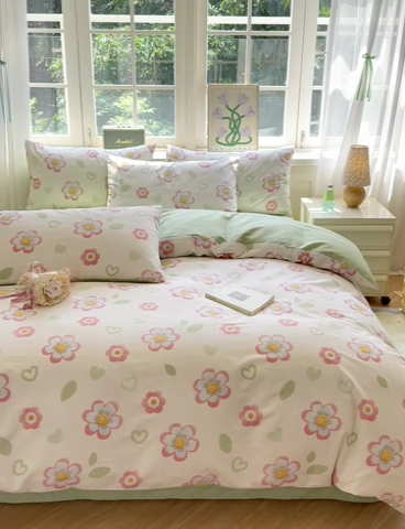 91家纺网 家纺一手货源 找家纺 清雅福 2024新款全棉13070印花单品系列-单被套 云朵泡芙米