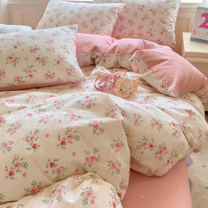 91家纺网 家纺一手货源 找家纺 清雅福 2024新款全棉13070印花单品系列-单被套 四季飘香粉