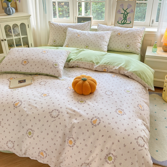 91家纺网 家纺一手货源 找家纺 清雅福 2024新款全棉13070印花单品系列-单被套 南瓜联盟米