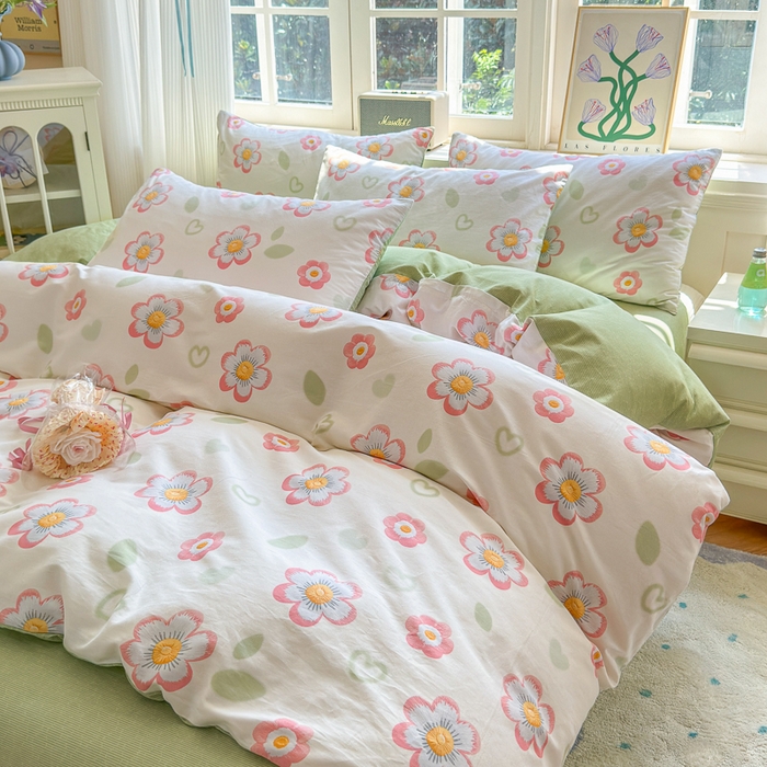 91家纺网 家纺一手货源 找家纺 清雅福 2024新款全棉13070印花单品系列-单被套 云朵泡芙米