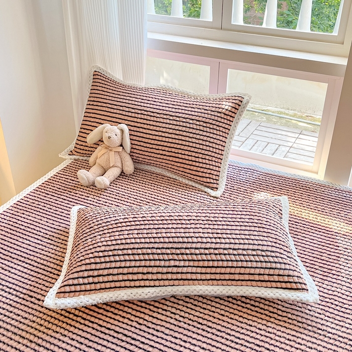 91家纺网 家纺一手货源 找家纺 川悦生活 2024新款A类印花雪花绒床垫加厚绒保暖床护垫 床垫秋语-茶咖