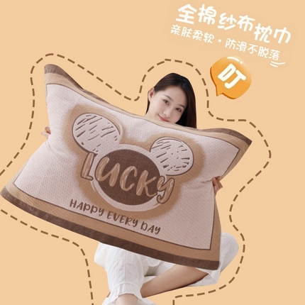 91家纺网 家纺一手货源 找家纺 （总）朴尔家纺-毛巾被 2024年新款卡通定位纯棉四层纱布枕巾