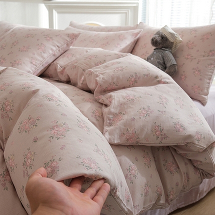 91家纺网 家纺一手货源 找家纺 麦伦家居 2024秋冬新款A类全棉有氧双层纱四件套 普罗旺斯-紫