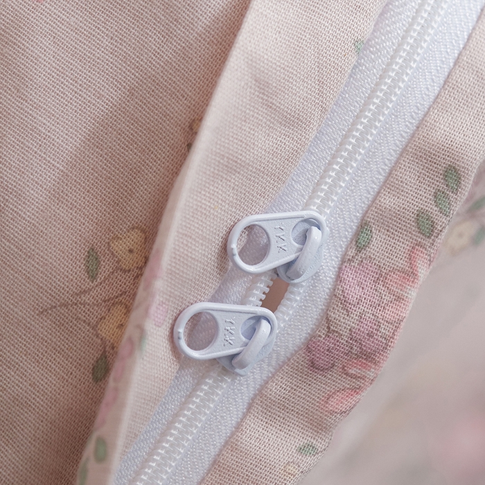 91家纺网 家纺一手货源 找家纺 麦伦家居 2024秋冬新款A类全棉有氧双层纱四件套 普罗旺斯粉