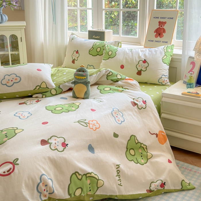 91家纺网 家纺一手货源 找家纺 清雅福 2024新款全棉13070印花单品系列-单被套 恐龙日记米