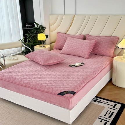 91家纺网 家纺一手货源 找家纺 （总）品乐家纺 2025新款简约牛奶绒加厚夹棉保暖床笠