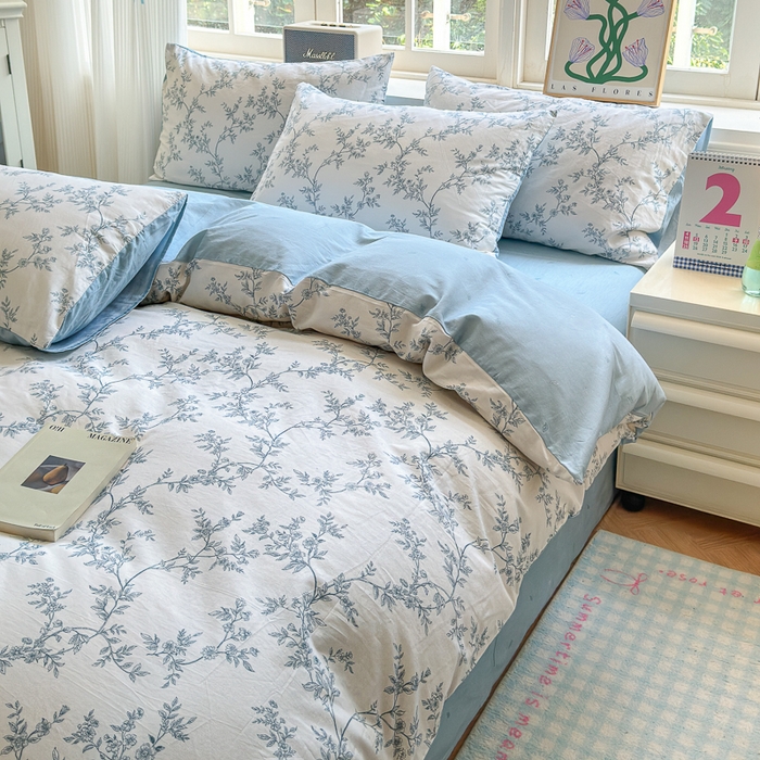 91家纺网 家纺一手货源 找家纺 清雅福 2024新款全棉13070印花单品系列-四件套 满庭米