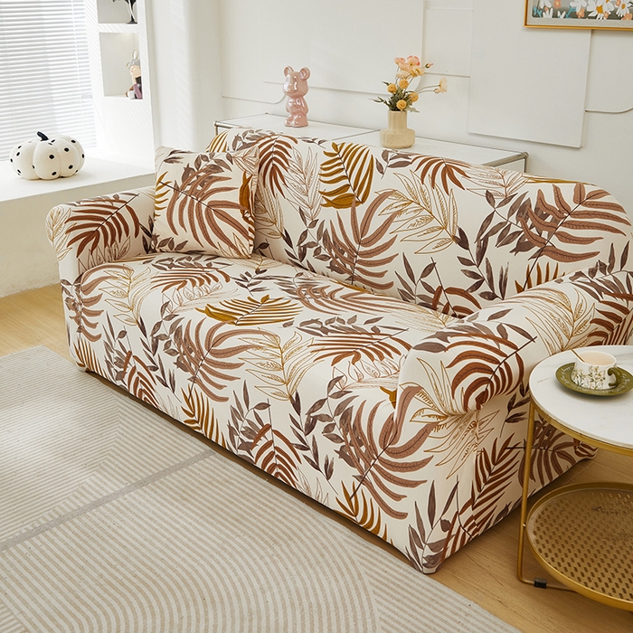 91家纺网 家纺一手货源 找家纺 逐日沙发套 2024新款牛奶丝印花系列-沙发套 沙发套-叶影