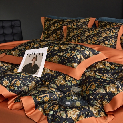 91家纺网 家纺一手货源 找家纺 （总）八十八家纺 2024新款双股活性贡缎长绒棉数码印花单品及套件--四件套