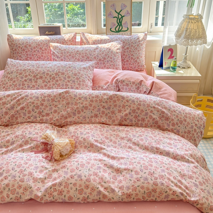 91家纺网 家纺一手货源 找家纺 清雅福 2024新款全棉13070印花单品系列-单被套 甜美梦境粉