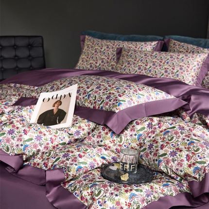 91家纺网 家纺一手货源 找家纺 （总）八十八家纺 2024新款双股活性贡缎长绒棉数码印花单品及套件--四件套