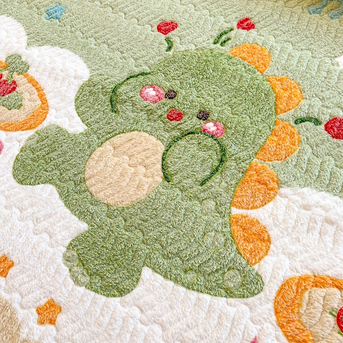 91家纺网 家纺一手货源 找家纺 川悦生活 2024新款A类印花雪花绒床垫加厚绒保暖床护垫 床垫甜系龙龙