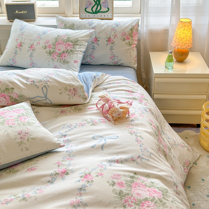 91家纺网 家纺一手货源 找家纺 清雅福 2024新款全棉13070印花单品系列-单被套 花蔓蓝