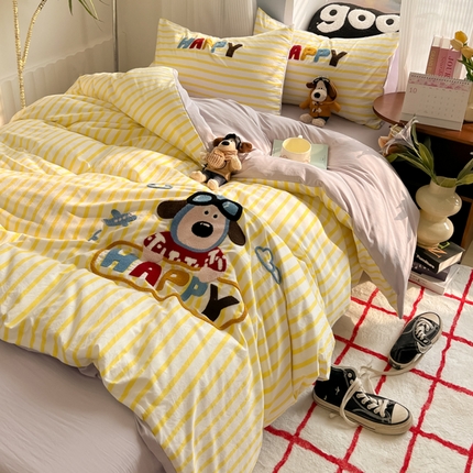 91家纺网 家纺一手货源 找家纺 （总）子钦家纺 2024新款云朵棉印加绣卡通毛巾绣四件套