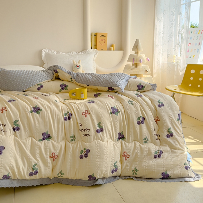 91家纺网 家纺一手货源 找家纺 芯恋 2025款提花韩版花边豆豆冬被被子春秋被芯大豆被豆豆被蓝莓