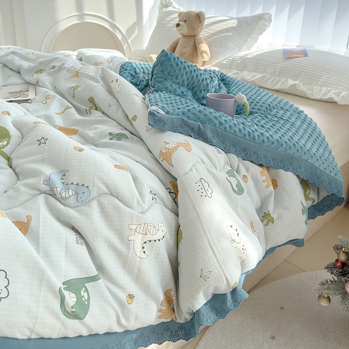 91家纺网 家纺一手货源 找家纺 芯恋 2025款提花韩版花边豆豆冬被被子春秋被芯大豆被豆豆被恐龙世界