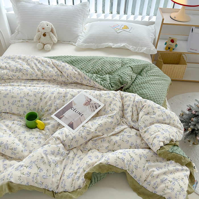 91家纺网 家纺一手货源 找家纺 芯恋 2025款提花韩版花边豆豆冬被被子春秋被芯大豆被豆豆被花海