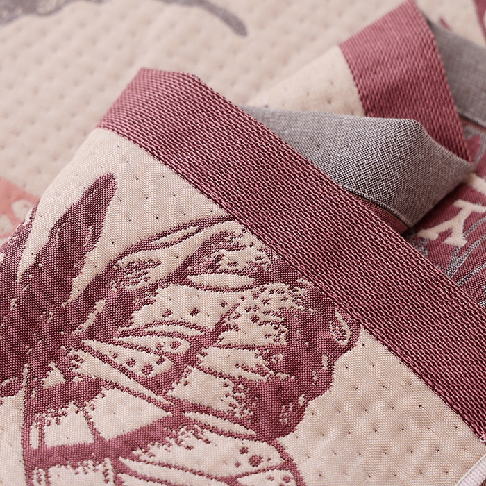 91家纺网 家纺一手货源 找家纺 朴尔家纺-毛巾被 2024年新款卡通定位纯棉四层纱布枕巾 梦幻蝶舞-粉