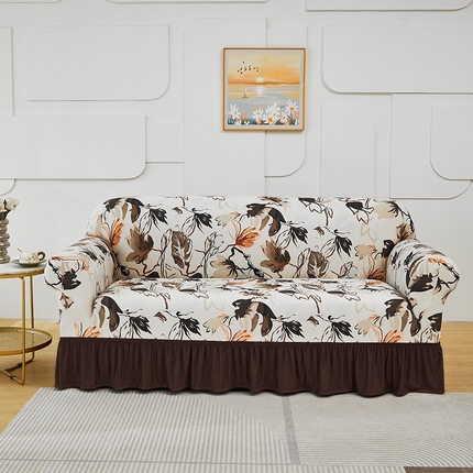 91家纺网 家纺一手货源 找家纺 （总）逐日沙发套 2024新款牛奶丝印花系列-沙发套裙摆款