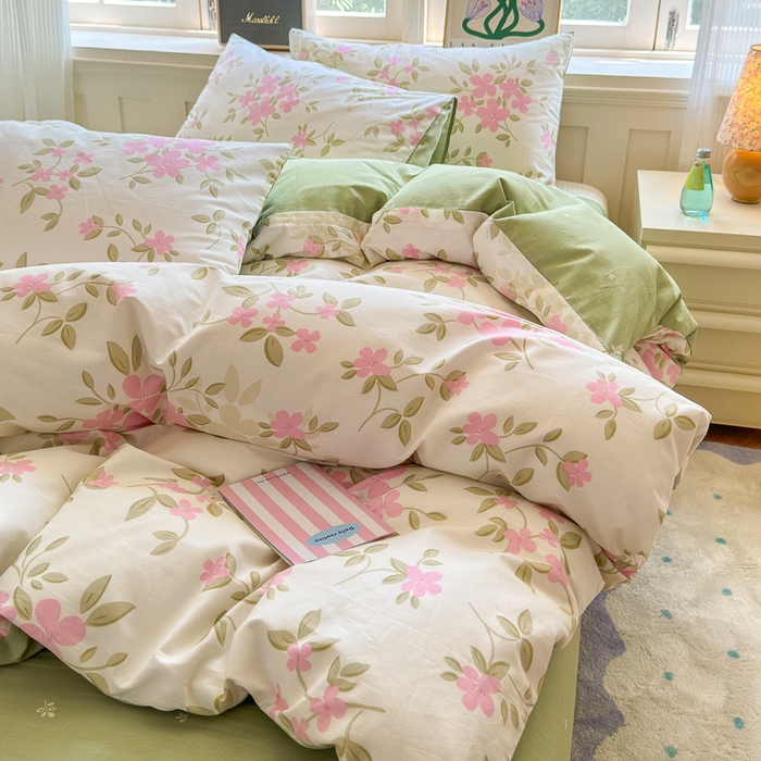 91家纺网 家纺一手货源 找家纺 清雅福 2024新款全棉13070印花单品系列-四件套 花舞轻盈