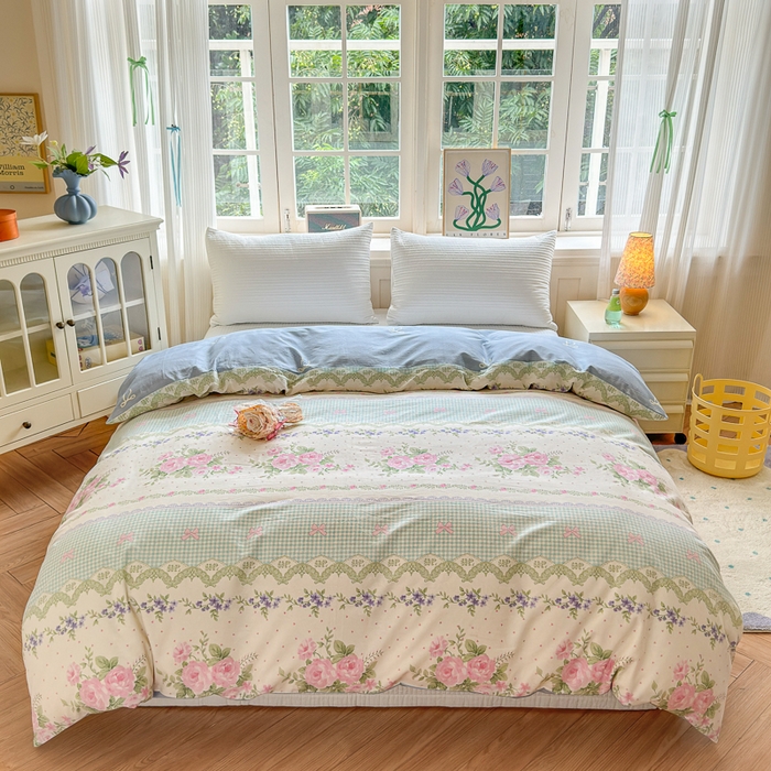 91家纺网 家纺一手货源 找家纺 清雅福 2024新款全棉13070印花单品系列-单被套 春野星漫