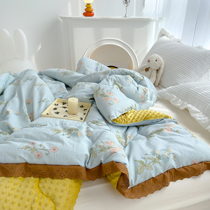 91家纺网 家纺一手货源 找家纺 芯恋 2025款提花韩版花边豆豆冬被被子春秋被芯大豆被豆豆被花语