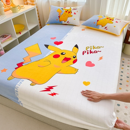 ds生活馆 2026新款大版数码印花牛奶绒单床笠 开心皮卡