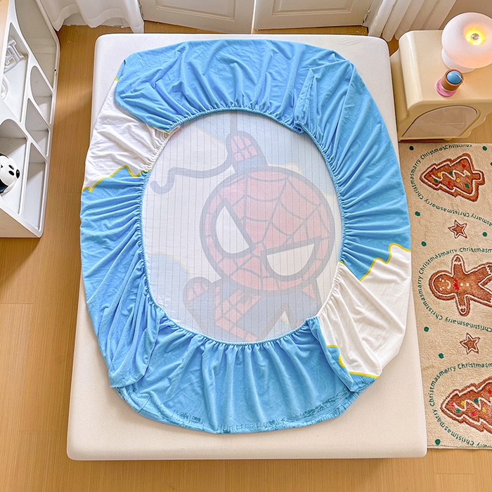 91家纺网 家纺一手货源 找家纺 ds生活馆 2026新款大版数码印花牛奶绒单床笠 蜘蛛人