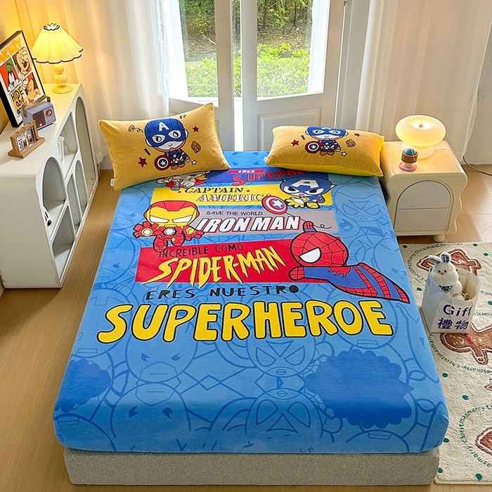 91家纺网 家纺一手货源 找家纺 ds生活馆 2026新款大版数码印花牛奶绒单床笠 英雄归来