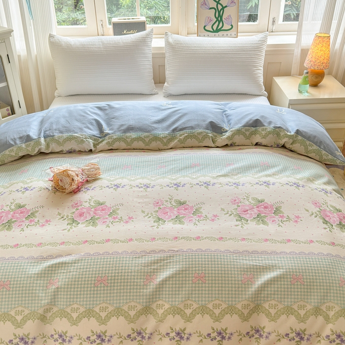 91家纺网 家纺一手货源 找家纺 清雅福 2024新款全棉13070印花单品系列-单被套 春野星漫